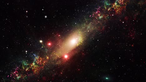 Galaxia-Con-Nubes-Nebulosas-Acercándose-En-El-Universo