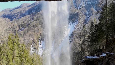 Water-falling-down-Pericnik-Waterfall-in-Triglav-National-Park,-Slovenia
