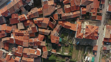 Aerial-top-view-of-the-red-roofs-of-the-old-city-of-Cres-on-the-coast-of-Croatia