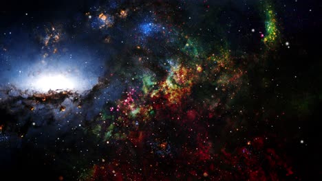 Schwebende-Nebelwolken-Und-Eine-Galaxie-Im-Universum