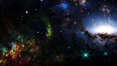 Nubes-Nebulosas-Y-Una-Galaxia-Moviéndose-A-Través-Del-Universo