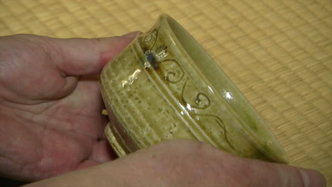 Close-up-of-a-Japanese-tea-bowl-