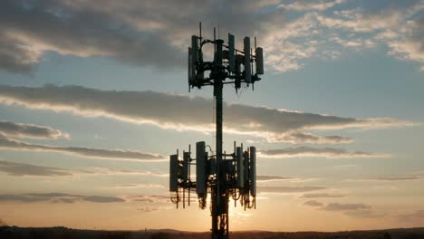 Aerial-silhouette-of-cell-phone-tower