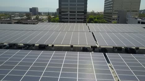 Westfield-shopping-mall-solar-panels-project,-urban-city-car-park,-aerial