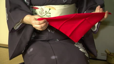 A-tea-master-folds-a-fukusa-tea-cloth-during-a-Japanese-tea-ceremony-