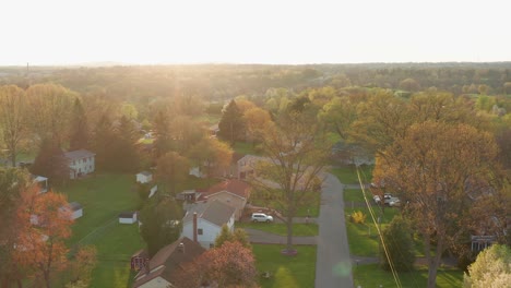 Aerial-pullback-reveals-American-neighborhood-homes