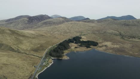 Rotating-aerial-view-of-Mourne-Mountains-and-Spelga-Reservoir
