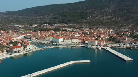Aerial:-beautiful-Cres-historic-town-and-harbour-on-Croatian-Adriatic-Sea