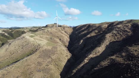 Flying-towards-a-single-wind-turbine-on-a-wind-farm
