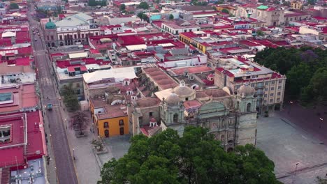 Aerial-View-of-Oaxaca-Cathedral,-Mexico