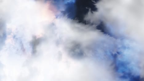 Fliegen-Durch-Weiße-Wolken-Am-Himmel-Vor-Dem-Hintergrund-Von-Gewittern