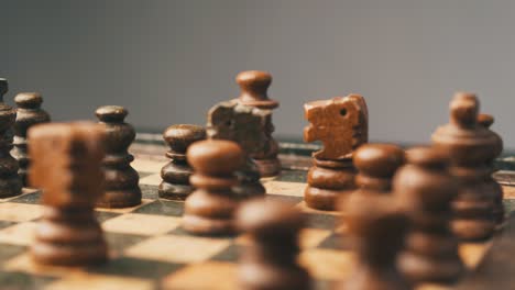 Chess-board-game-overview-pan-shot-close-up