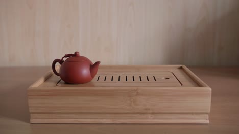 Gong-fu-cha-tea-set---Bamboo-tray,-clay-teapot,-filter,-porcelain-pitcher