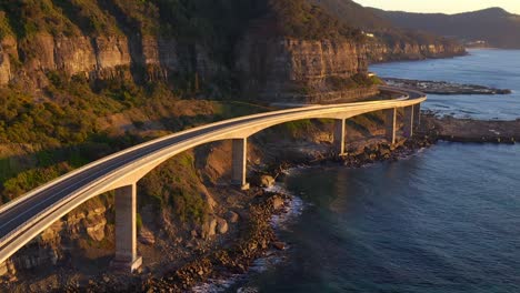 Elevated-Coastal-Road-Of-Sea-Cliff-Bridge-In-Clifton,-New-South-Wales,-Australia