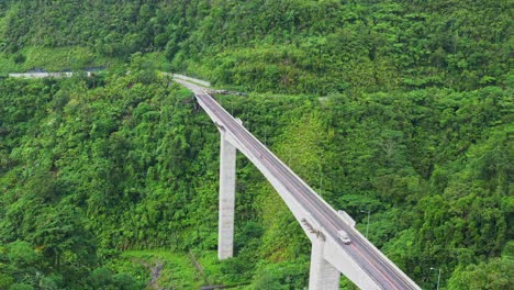 Agas-Agas-Bridge,-The-Tallest-Bridge-In-Southern-Leyte,-Philippines---aerial-drone-shot