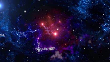 Rote-Und-Blaue-Nebelwolken,-Die-Im-Universum-Schweben
