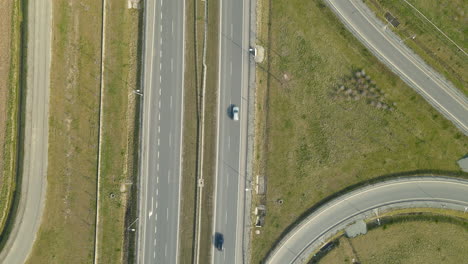 Top-down-View-From-The-Drone-Road-Traffic-Outside-The-City