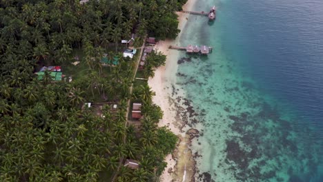 Scenic-view-of-the-community-and-beach-of-San-Pablo-Island-in-Southern-Leyte,-Philippines-Aerial