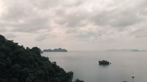 Panoramic-view-of-the-sea-in-Ko-Hong-island-with-horizon-of-coastlines