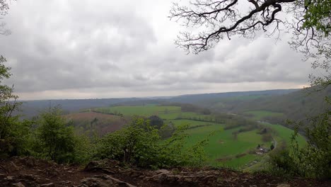 Time-lapse-of-Roche-Aux-Faucons-on-a-cloudy-day-in-the-province-of-Liège,-Belgium