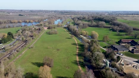 Aerial-view-Canterbury-England-picturesque-green-countryside-above-Chartham-Kent-towards-river-Stour
