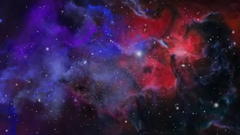 Niebla-Y-Nubes-De-Nebulosa-Azul-Naranja-Flotando-En-El-Universo,-Espacio-Profundo