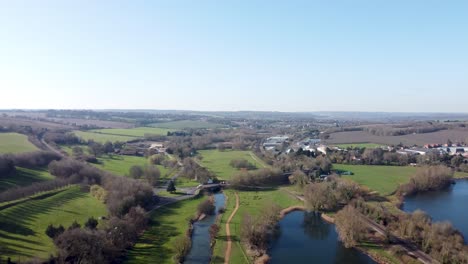 Flying-above-River-Stour-Chatham-Kent-village-countryside-aerial-view-moving-forwards