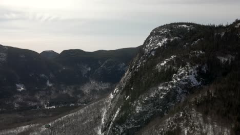 Mountain-Ridges-With-Dense-Alpine-Woodland-During-Winter-At-Mont-du-Dome-In-Quebec,-Canada