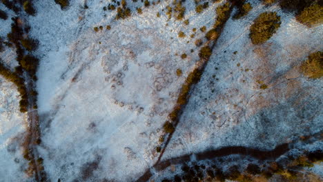 Snowy-fields-drone-topdown-view-in-the-nordics