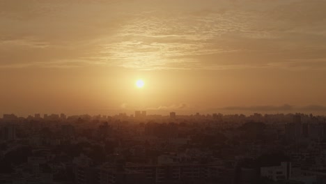 Lima-cityscape-and-skyline-during-Sunset---Timelapse