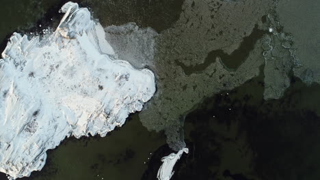 Drohnenansicht-Von-Oben-Nach-Unten-Auf-Die-Schneebedeckte-Wasserlandschaft