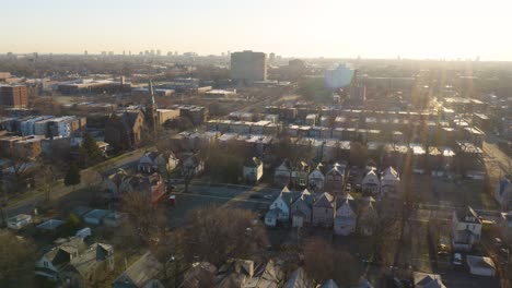 Drone-Reveals-Houses-in-Low-Income-Neighborhood-at-Sunrise