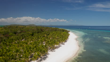Aerial-showing-white-tropical-beach-on-Panlao-Island,-Bohol,-Philippines