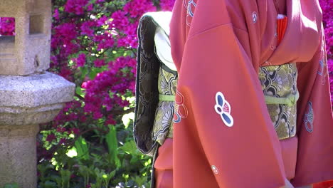 Close-up-of-a-brocaded-otaiko-on-a-Japanese-women's-kimono