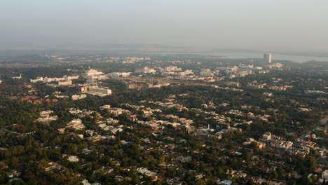 Aerial-View-Of-Islamabad-City-On-Foggy-Day,-Capital-Of-Pakistan
