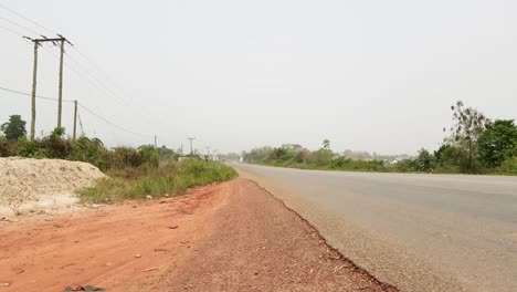 Low-shot-of-road-in-Sefwi-Bekwai,-Ghana