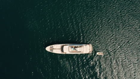 Aerial-top-down-showing-big-yacht-in-El-Nido,-Palawan,-Pilippines