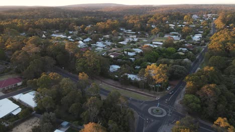 Aerial-shot-of-Margaret-River-Town-at-sunset-in-Australia