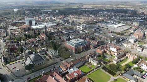 Brentwood-Essex-Uk-Stadtzentrum-Steigende-Pov-Luftaufnahmen-4k