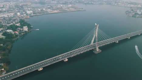 Aerial-shots-of-Lekki-Ikoyi-link-bridge,-Lagos