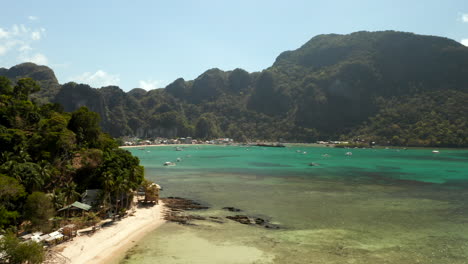 Aerial-showing-the-harbour-of-El-Nido,-Palawan,-Pilippines
