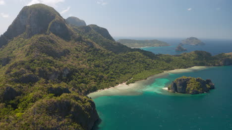 Aerial-showing-beautiful-island-Cadlao-in-front-of-El-Nido,-Palawan,-Philippines