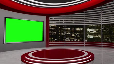 3D-Virtuelles-Nachrichtenstudio-Mit-Grünem-Bildschirm