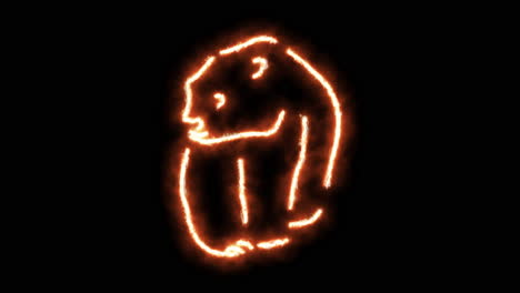 Polar-bear-outline-of-burning-flames-and-polar-bear-in-neon-lights