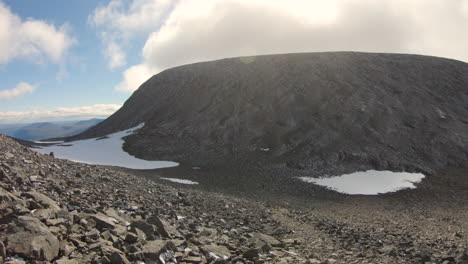 Static-shot-of-Swedens-highest-mountain,-Kebnekaise,-in-the-Northern-Sweden