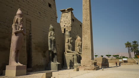 Entrance-To-Luxor-Temple,-A-Large-Ancient-Egyptian-Temple-Complex-In-Luxor,-Egypt---wide-shot