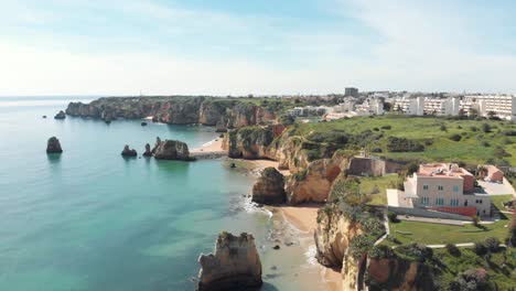 Luxury-mansion-by-the-beach,-coast-of-Lagos-,-Algarve