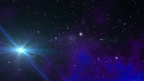 Eine-Nebelwolke-Und-Ein-Sich-Bewegender-Heller-Stern,-Das-Universum
