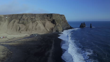View-Of-Reynisdrangar-Basalt-Sea-Stacks-From-Reynisfjara-Beach-In-Southern-Iceland