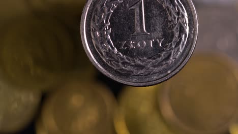 Obverse-of-one-polish-zloty-coin-in-macro-scale